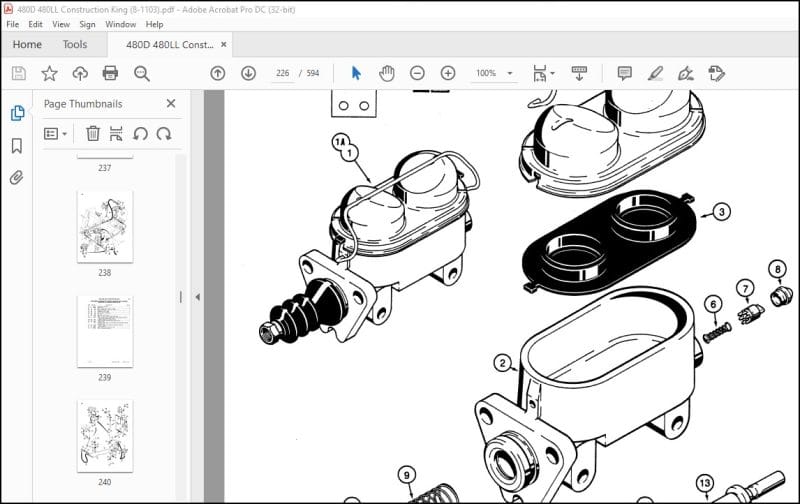 Case 480E 480 E Backhoe Loader Parts Manual