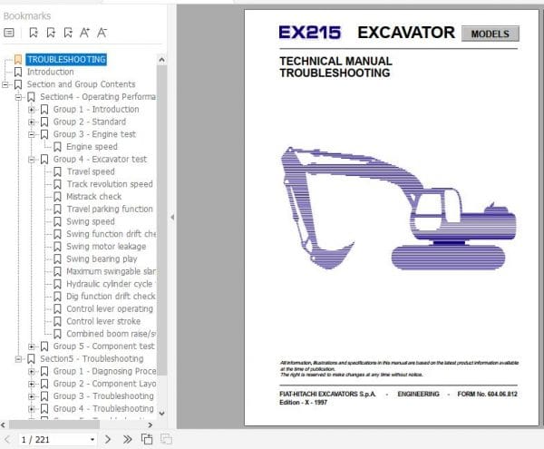 Hitachi EX215 Troubleshooting Manual