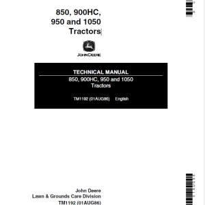 John Deere 850 900hc Technical Manual