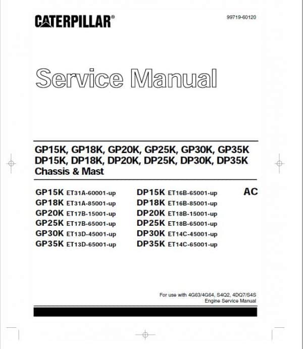 Caterpillar Gp25K Gp30K Gp35K Forklift Service Repair Manual