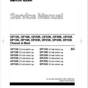 Caterpillar Gp15K Fc Gp18K Fc Gp20K Fc Forklift Service Manual