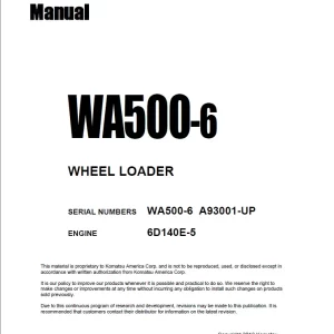 Komatsu Wa500-6 Wheel Loader Sn 55001 And Up Service Manual