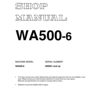 Komatsu Wa500-6 Wheel Loader Sn 55001 And Up Service Manual