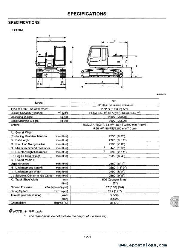 Hitachi EX120-3 Excavator Service Repair Manual