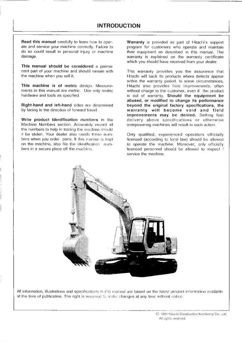 Hitachi EX120-3 Excavator Service Repair Manual