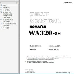 Komatsu Wa320-5h Sn H50051 Wheel Loader Service  Manual