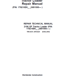 John Deere 210K EP Tractor Loader Repair Service Manual