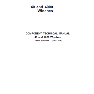 John Deere 40, 4000 Winches Component Technical Manual