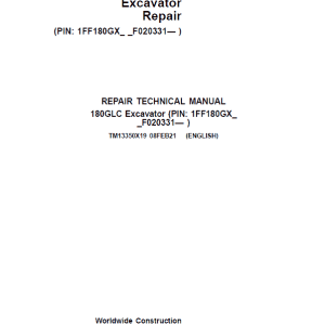 John Deere 180GLC Excavator Repair Service Manual