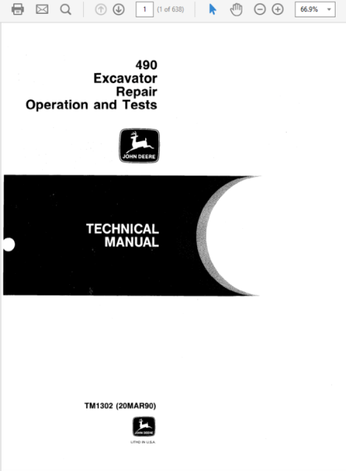 John Deere 490 Excavator Service Manual