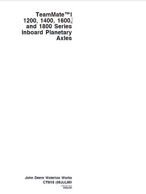 John Deere TeamMate I 1200, 1400, 1600, 1800