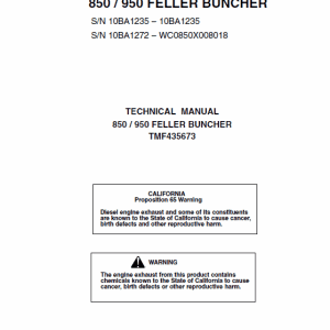 John Deere Timberjack 850, 950 Feller Buncher Service Manual