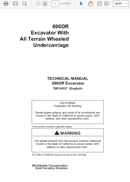 John Deere 690DR Excavator Service Manual