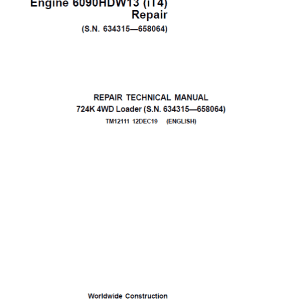 John Deere 724K 4WD Engine 6090HDW13 (iT4) Technical Manual