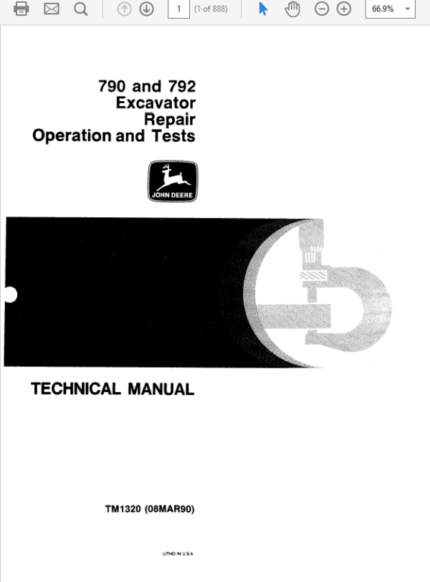 John Deere 790, 792 Excavator Service Manual