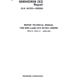 John Deere 724K 4WD Engine S2 & T3 Loader Technical Manual
