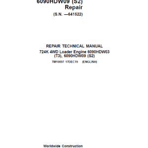 John Deere 724K 4WD Engine S2 & T3 Loader Service Manual
