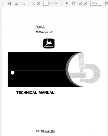 John Deere 890A Excavator Service Manual