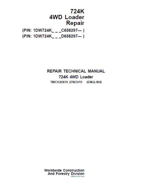 John Deere 724K 4WD Loader Technical Manual