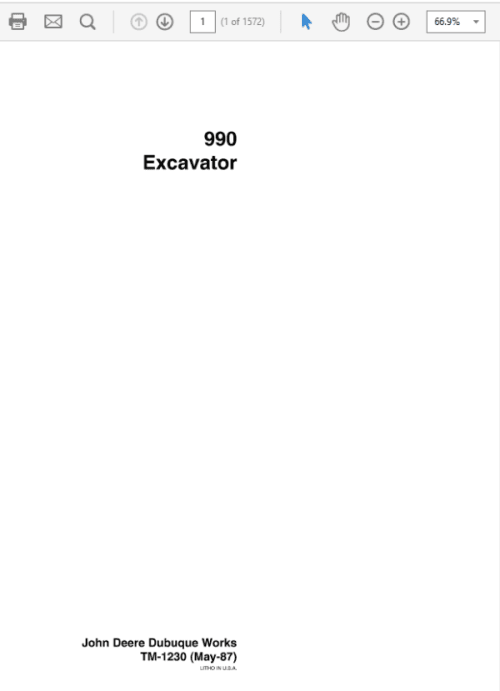 John Deere 990 Excavator Service Manual