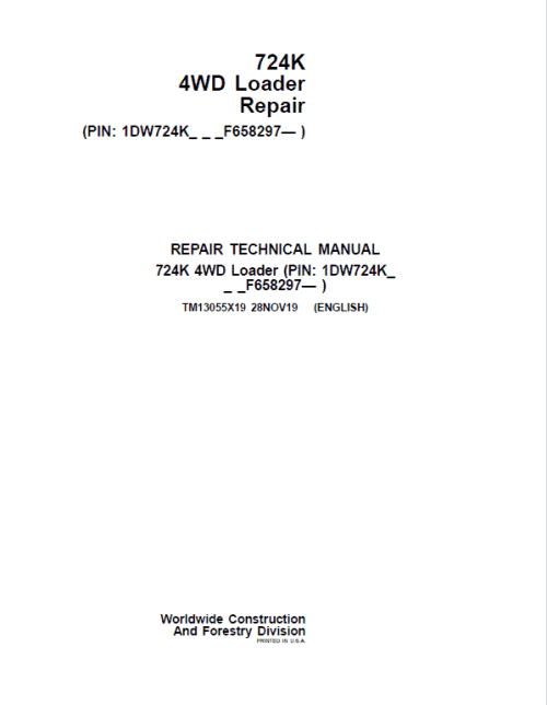 John Deere 724K 4WD Loader Service Manual
