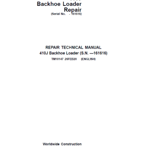 John Deere 410J Backhoe Loader Repair Service Manual SN