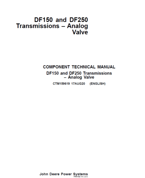 John Deere DF150, DF250 Transmissions Analog Valve Component Technical Manual