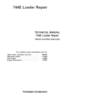 John Deere 744E Loader Repair Technical Manual