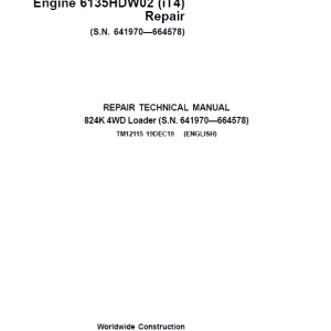 John Deere 824K 4WD Engine 6135HDW02 (iT4) Loader Technical Manual