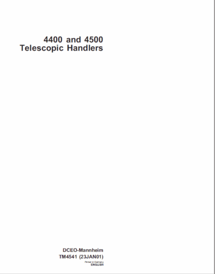 John Deere 4400 and 4500 Telescopic Handlers Service Manual