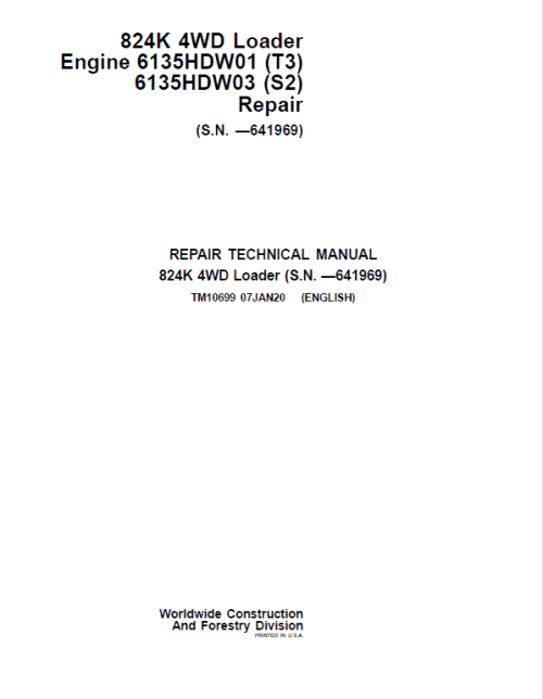 John Deere 824K 4WD Engine T3 & S2 Operation and Test Manual