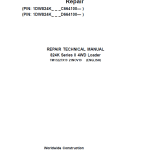John Deere 824K 4WD Series II Loader Technical Manual