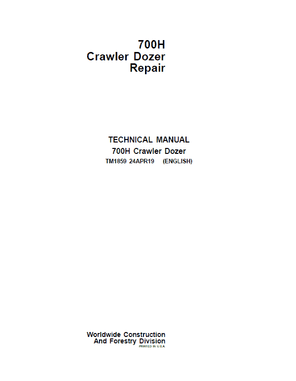 John Deere 700H Crawler Dozer Service Manual