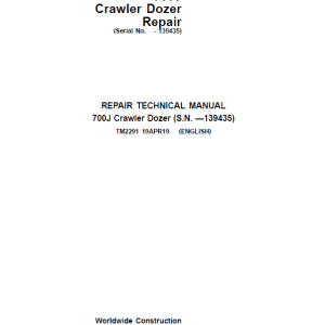 John Deere 700J Crawler Dozer Service Manual John Deere 700J Crawler Dozer Service Manual