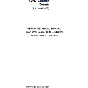 John Deere 844K 4WD Loader Technical Manual