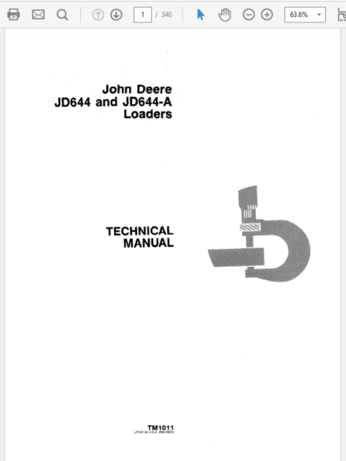 John Deere 644, 644A Loader Repair Technical Manual