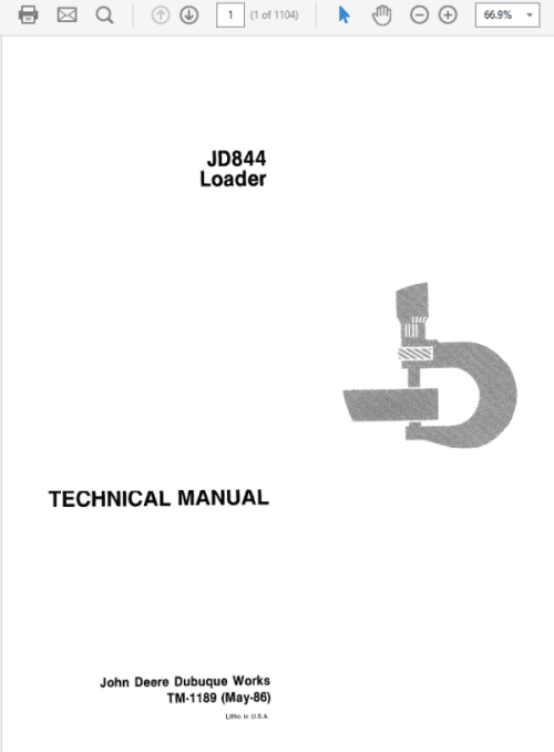 John Deere 844 Loader Repair Technical Manual