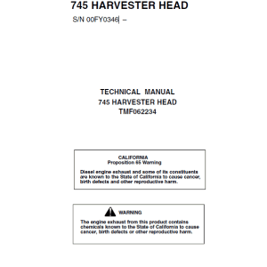 John Deere 745 Timberjack Harvester Head Repair Service Manual