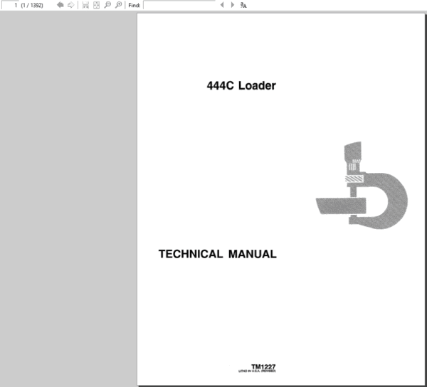 John Deere 444C Loader Repair Technical Manual Download