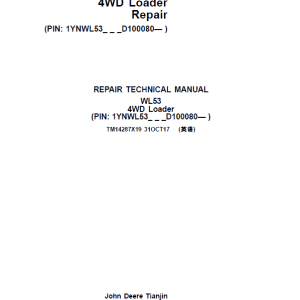 John Deere WL53 4WD Loader Repair Technical Manual