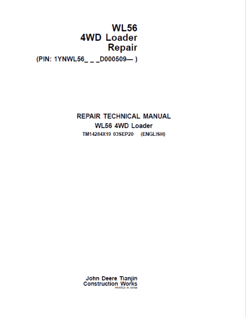 John Deere WL56 4WD Loader Repair Technical Manual