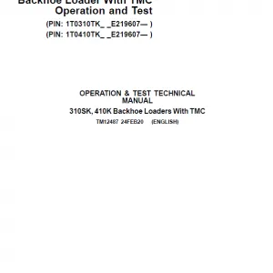 John Deere 310SK, 410K Backhoe Loader Repair Service Manual John Deere 310SK, 410K Backhoe Loader Repair Service Manual