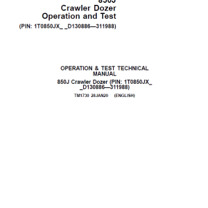John Deere 850J Crawler Dozer Service Manual
