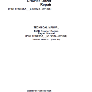 John Deere 850K Crawler Dozer Service Manual