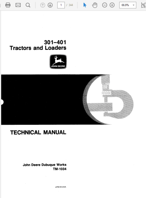 John Deere 301- 401 Tractors and Loaders Service Manual