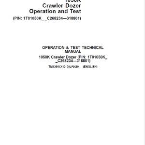 John Deere 1050K Crawler Dozer Service Manual