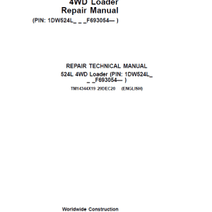 John Deere 524L 4WD Loader Repair Technical Manual