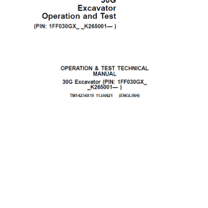 John Deere 30G Excavator Service Manual