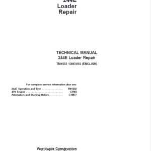 John Deere 244E Loader Repair Technical Manual