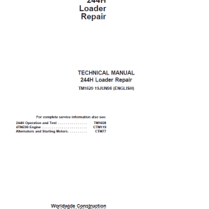 John Deere 244H Loader Repair Technical Manual